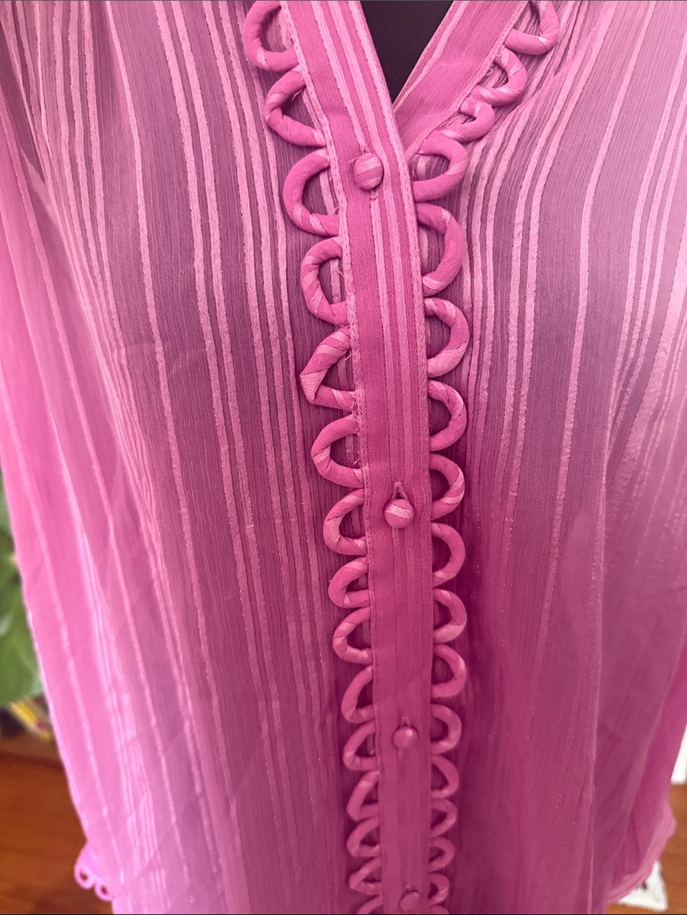 Soft surroundings Womens lilac Button-Front Sheer Blouse - Picture 2 of 5